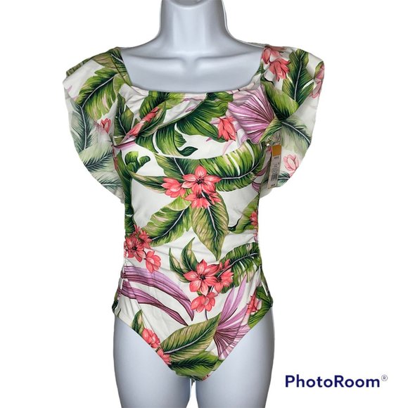 Kona Sol Other - 👙3/$25 Kona Sol Women's High Coverage One Piece Floral Ruffle Swim Suit